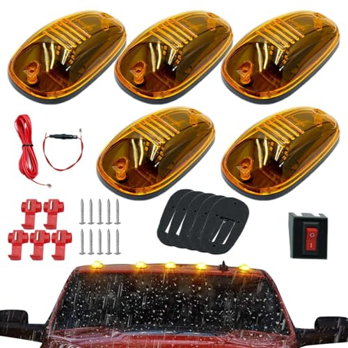 Feux de toit pour camions, feux de position de toit de cabine - Lumières LED aériennes pour cabine de camion - Feu de signalisation de cabine avec lentille et boîtier scellés pour camions, voitures to