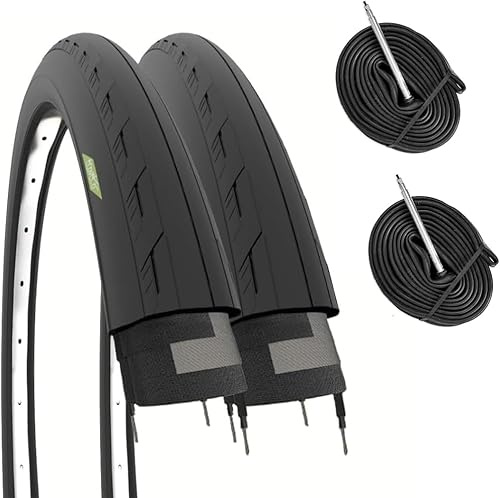 2 COPERTONI 700 X 25C (25-622) + 2 CAMERE CON VALVOLA FRANCESE PNEUMATICI STRADALI PER BICI DA CORSA ROAD BIKE BDC STRADA DA PASSEGGIO (48mm)