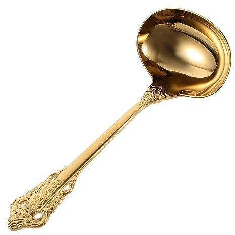 Cabilock Louche à Soupe En Acier Inoxydable Doré 30 Cm Grand Ustensile Cuisine Résistant à La Corrosion Pour Service Buffet Maison Restaurant