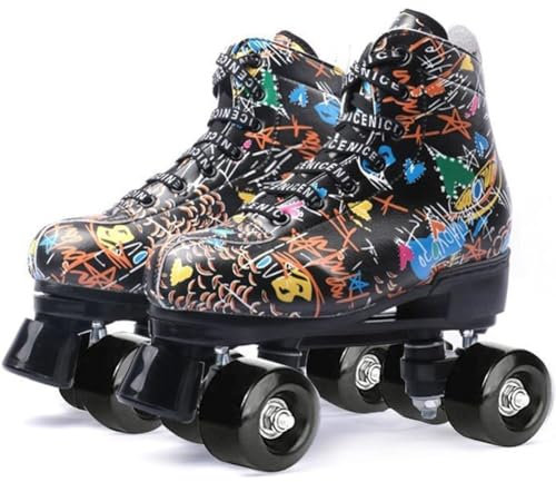 YYingYYue Rollschuhe Damen Vier Räder Rollerskates for Erwachsene Blitz Doppelreihe Rollschuhe Damen for Mädchen Jungen,A,38