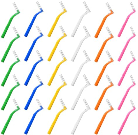 OHREN 30 Cepillos Interdentales con Recubrimiento, Cepillos para Espacios Interdentales para Limpieza y Cuidado de la Salud Bucal (6 Colores)