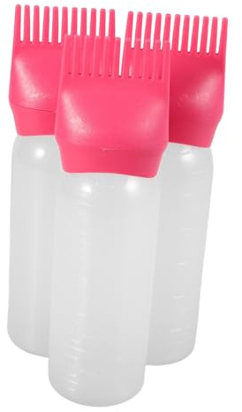 minkissy 3piezas Botella de Tinte Cabello Aplicadora de Aceite Peine para Raíces para Uso Salón y Hogar Dispensadora de Tinte Cabello