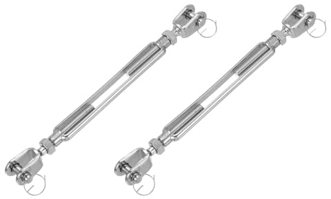 sourcing map 2Pcs M12(1/2) Jaw and Jaw Turnbuckles Wire Rope Tension, 304 Stainless Steel Turnbuckle Adjustable Cable Tensioner for Shade Sail, Clothesline, 4400 lbs Working Load Limit