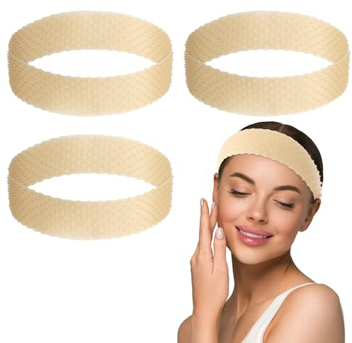 3Pcs Durable Silicone Wig Band, Adjustable Wig Grip Headband, Non Slip Strong Wigs Holder, Sweat Proof Wig Grip Band for Women Wigs Hair Styling Yoga Sports (Skin Color)