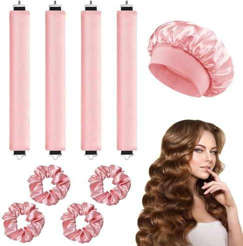 Heatless Blowout Rods, 9 Piece Set Overnight Blowout Rods(Pink, One Size) | Heatless Curlers Heatle Curling Rod Overnight Blowouts for Long Hair Short Hair DIY Styling Tools