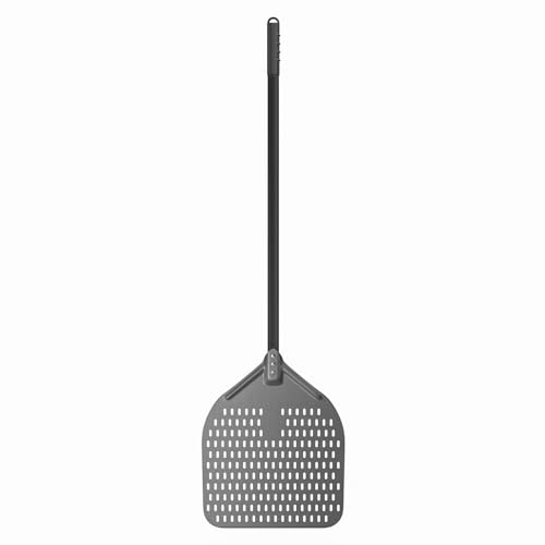G.a HOMEFAVOR 14 x 17 Perforated Pizza Peel 49 Inch overall, Rectangular Aluminum Pizza Turning Peel with Extended Silcone Handle For Baking Pizza Brick Oven