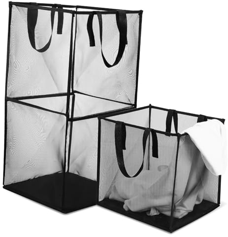 Generic 2 piezas Cestos Ropa Colada Plegables Unidades con Asas Resistentes y Diseño de Malla para Ventilación y Organización