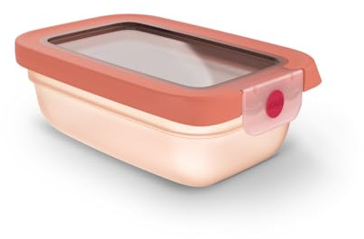 EMSA oneClick Frischhaltedose, verschlossen mit nur 1 x Klick, Lebensmittel 2 x länger frisch, 100% dicht, Made in Germany, 0,5L, gefrier-, mikrowellen- und spülmaschinengeeignet, orange, N1210200