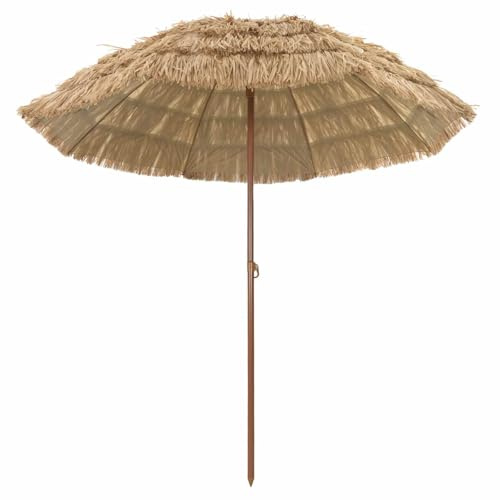 Parasol de plage naturel - Résistant aux UV - Pour l'extérieur et la terrasse - 205 x 205 x 210 cm - Polyester et acier - Protection solaire réglable et portable - Pour jardin