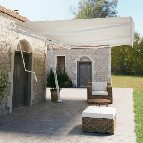 Weiße Markisen-Stützen aus robustem Eisen, 600x245 cm, drehbar, für Terrassen- und Balkon-Markisen, ideal als Ersatz oder für Neue Installationen