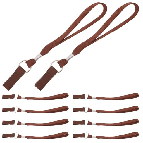 POPETPOP Lot de 10 Sangles Élastiques Extensibles pour Cannes et Bâtons de Randonnée, Dragonnes Réglables Confortables en Couleur Café, Accessoires Universels pour Cannes D’aide la Marche