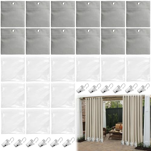 12 Set Tragbare Gewichtstasche für Pavillon-Vorhänge im Freien, 12 Gewichtstaschen, 12 Clips, 12 Verschlussbeutel, Geeignet von Befestigen Außenvorhängen, Zelten, Tischdecken usw um Wind zu verhindern