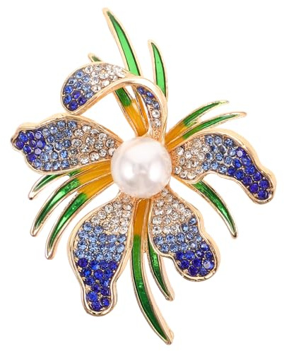 MAGICLULU Broche et Perles Artificielles Fleur Élégante en Alliage de Zinc Cristaux, pour Femmes avec Châles et Robes Lors D'événements Formels