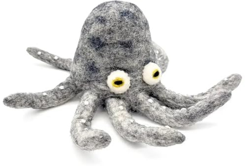 Nepalaya Artisan Community - EW-263 - Eierwärmer, Oktopus, grau, Filz, Handarbeit, 9cm x 8,5cm x 9cm