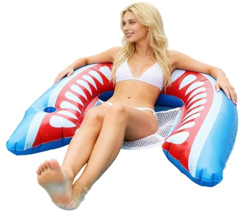 Pool-Liegen für Erwachsene | Aufblasbares Schwimmspielzeug im Haifisch-Design | Pool-Sessel für Erwachsene,für Strandurlaub, Reisen, Entspannung & Familie