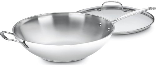 Cuisinart 14-Inch Stir-Fry Pan, Helper Handle and Glass Cover, Chef's Classic Stainless Steel, 726-38H