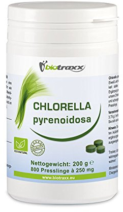 Biotraxx Chlorella pyrenoidosa 200g - 800 Tabletten, je 250 mg