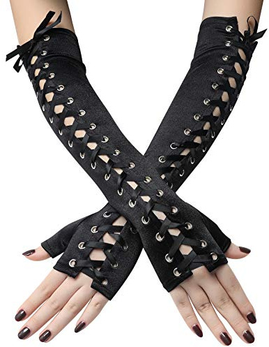 BABEYOND Damen Satin Handschuhe Classic Opernhandschuhe | fingerloses design, glatt und bequem, retro-design, lange handschuhe ideal für opern, partys, bälle & anlässe