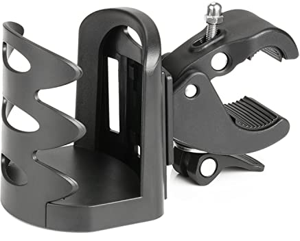 supregear Getränkehalter für Kinderwagen Buggy, 360 Grad Drehbar Babyflasche Flaschenhalter, Universal Zubehör für Walker, Rollatoren, Rollstühle, Fahrräder, Kinderwagen und Moto, Schwarz