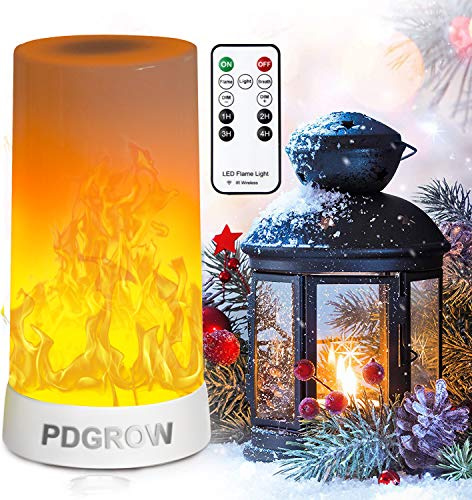 PDGROW LED Flame Lights with Remote Timer, Flame Lamp 4 Modes USB Rechargeable Fire Lights Indoor Campfire Outdoor Decorative Lantern Hanging Lamps Fireplace Romantic Light for Home Party Camping Bar