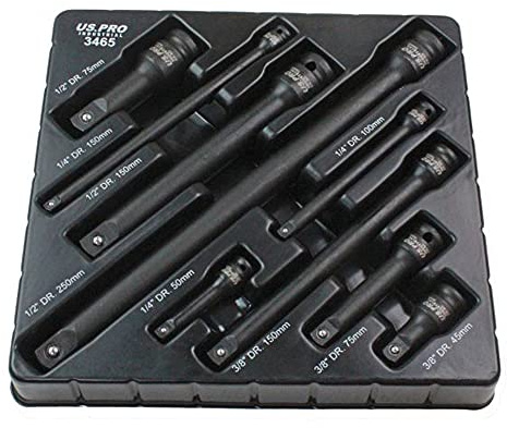 US PRO INDUSTRIAL 9pc Impact Extension Bar Set 1/4, 3/8, 1/2 Drive 3465