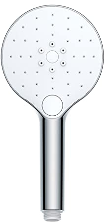 WENKO Duschkopf Automatic Cleaning, Anti-Kalk, runde Universal-Handbrause mit automatischem Reinigungssystem, belebende Regenwasserdusche, handlicher Brausekopf Ø 12 cm im Metallic-Look, ABS verchromt