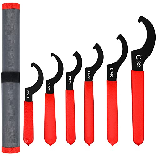 AutoWanderer Tool Universal Spanner Wrench Set 6Pcs Steel Adjustable Shock Wrench Coilover Spanner Motorcycle Coil Over Shock Adjustment Tool