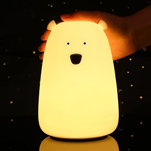 Tremdwoto Kids Night Light, Cute Bear Night Lamp USB Charging Night Light for Kids Room, Cute Children Room Decor Baby Nursery Toddler Squishy Light Birthday Gifts for Girls and Boys