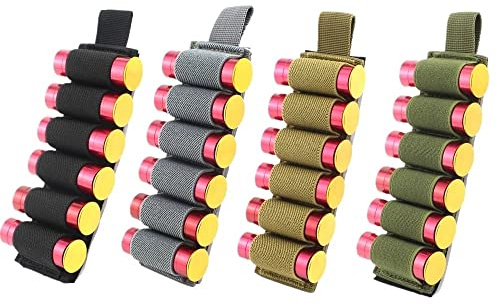 ACEXIER 4 pièces 6 Porte-Coquille Ronde Crosse de Fusil de Chasse Tactique 12/20GA Cartouche étui Sac Militaire élastique munitions Balle Transporteur étui (4 Couleurs incluses)