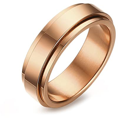 Epinki Fidget Ring Herren - 6mm Spinner Ringe für Damen, Mädchen & Herren - Edelstahl Band Ringe - Fidget Anxiety Ringe zum Polieren - Frauen Ring für Stressabbau