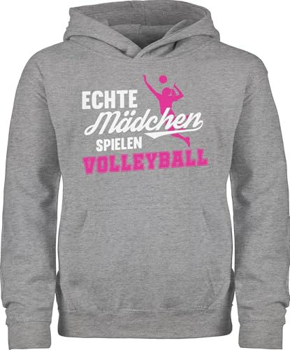 Shirtracer - Kinder Hoodie Jungen - Sport Kleidung - Echte Mädchen Spielen Volleyball weiß/Fuchsia