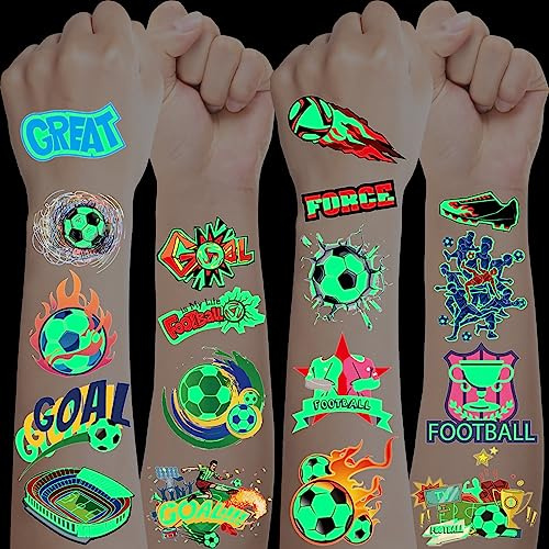 10 Blätter Leuchttattoos Kinder Fussball Geschenke Jungen | Geschenk Junge 4 5 6 7 8 9 10 11 12 Jahre, als Schultüte Füllung Schulkind Geschenk Einschulung Junge, Coole Sachen für Jungs