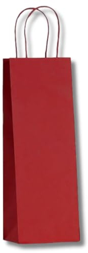 DOT Horeca Solutions 100 Shopper porta bottiglia BORDEAUX vino Buste di Carta Sacchetti Regalo per Bottiglie con Manico 14x8x40 cm Carta Kraft Sacchetto Busta per Vino rosso