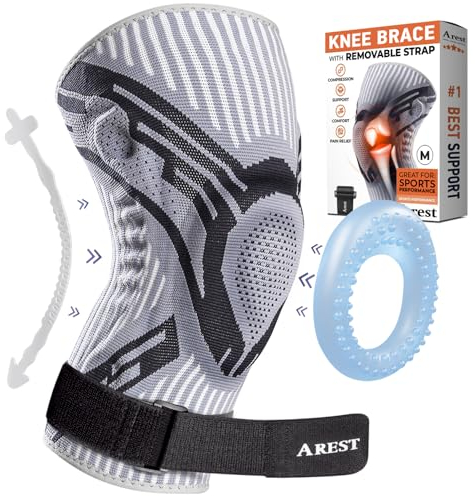 AREST Kniebandage Männer und Damen - Bandage knie mit Kompressionsband - Kompression Kniestütze mit Seitenstabilisatoren für Sport (XL)