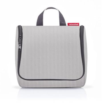 reisenthel toiletbag - praktischer Kulturbeutel mit Haken, wasserabweisendes Material, Couleur:Herringbone Grey
