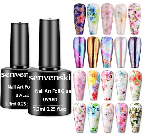 Senvenski Nagelfolie Lim Gel Nagellack Nagel Gele, Överföring Lim Gel för Nails Art klistermärken Gåva UV LED Manikyr Konst Lack Kit Set (TB007)