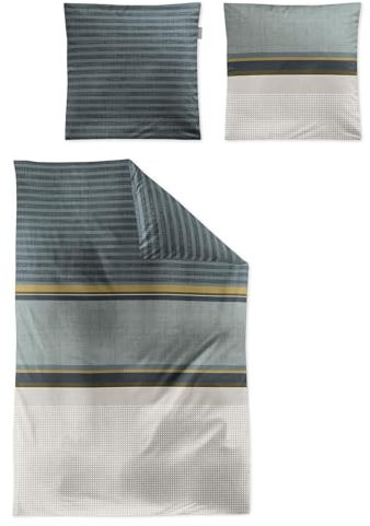 Irisette Mako-Satin Bettwäsche Wave 8563 petrol 1 Bettbezug 135 x 200 cm + 1 Kissenbezug 80 x 80 cm