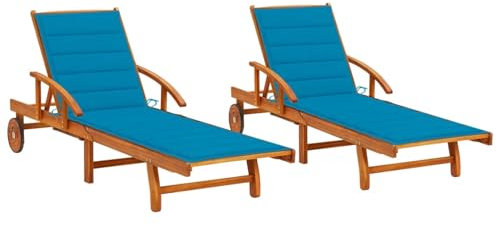 Festnight Doppelliege Outdoor 2 Personen Gartenliege Klappbar Doppel Massivholz Sonnenliege Holz Sonnenbett Liege Outdoor Holzliege mit Rollen und Tisch Ausziehbar