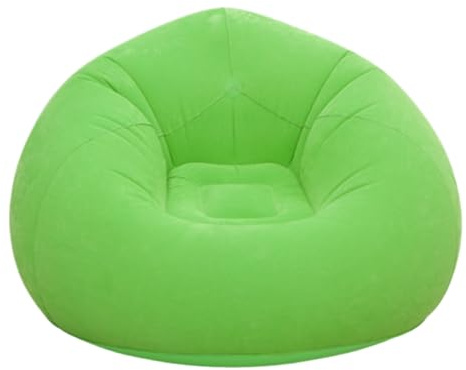 KSGSFSA Aufblasbarer Loungesessel, tragbares Sofa aus beflocktem PVC for Camping, Schlafzimmer und Wohnzimmer – weich, bequem und einfach aufzublasen(Green)