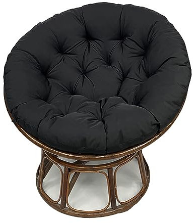 Papasan Stuhlkissen getuftete wasserdichte Hängesesselkissen für Outdoor rundes Freizeit Papasan Sitzkissen Faltbare Hängesessel Rückenkissen (119,4 x 119,4 cm schwarz)