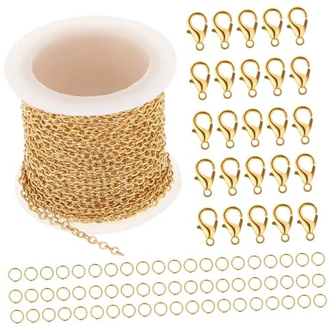 KONTONTY Ketten Zur Schmuckherstellung Gliederketten Offene Ringe Karabinerverschlüsse Schmuckverbinder Schmuckglieder Halskettenketten Bastelketten Schmuckverschlüsse Diy-halskettenmateria