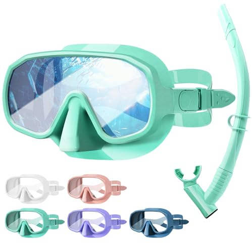 HINATAA Maschera Subacquea Adulti, Frameless Maschere da Immersione, 180° Visione Ultra Ampia, Maschera Snorkeling Anti-Fog Anti-Perdita, Maschera e Boccaglio Set per Snorkeling Donna Uomo (Verde)