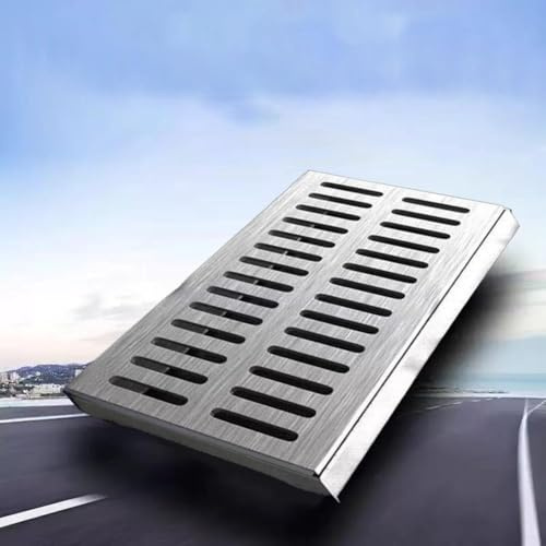 Stainless Steel Drain Cover, Anti-Slip Square Drainage Grates, Double-slat Design Outdoor Drain Mesh, For Patios, Gardens, Walkways, Landscapes(200 * 300 * 20 * 2mm)