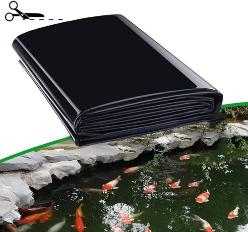 Revestimiento Preformado para Estanque, Negro, Resistente a los Rayos UV, de 3 x 9 m, fácil de Cortar, para estanques Exteriores, cascadas, Peces koi y Jardines acuáticos. Revestimiento de 2
