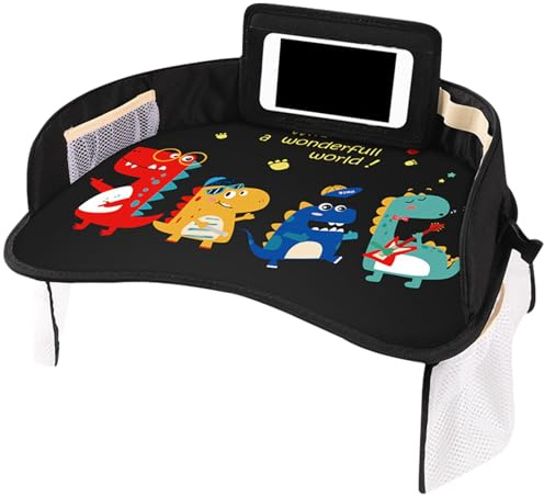 Car Seat Table Tray – Waterproof Dining Pad, Compact Lap Tray | Multi-Function Snack Sur Face, Toy Organizer Plat Form, Adjustable Auto Desk For Kids Travel Eating Drawing Storage Activities Use