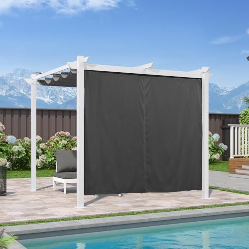 PURPLE LEAF Pergola 3 × 3 m mit Seitenwänd Schiebedach Alurahmen, Grau | Weißer Alurahmen, Modernes Pergola, mit Seitenvorhang, Verstellbares Vordach, Robuster Stabiler, Farbechter stoff, UV-Schutz