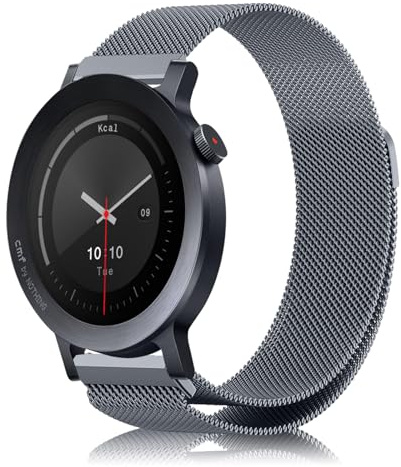 SumRioo Armband kompatibelt med CMF by Nothing Watch 3 Pro/Pro 2/Pro, Milanesise, magnetiskt lås, rostfritt stål, metall, 22 mm, klockarmband för kvinnor och män, grått