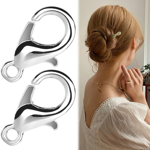 2 Stück 925 Sterling Silber Verschlüsse für Armbänder,Karabinerverschlüsse 10mm 3.5mm Binderinge,Kettenverschluss für DIY Schmuckherstellung,Nickelfrei & Hochwertig (Silber)