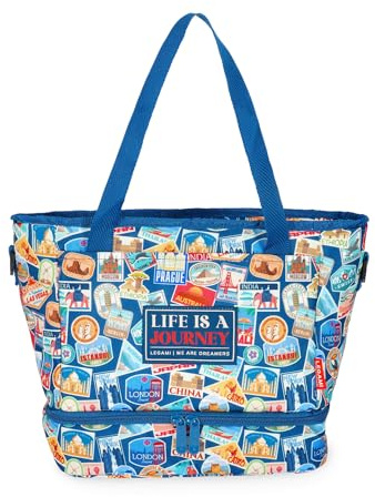 Legami - Borsa Termica Porta Pranzo, Travel Stickers, Borsa Termoisolante per Pranzo, Lunch Bag Capiente 10,8 Litri, Tracolla Regolabile, Borsa a Spalla, 33 x 22 x 15 cm