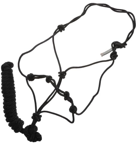 EXHUMKY Cabestro para Caballo de Cuerda Trenzada Negro, Equipo de Entrenamiento Ecuestre Portátil Resistente y Práctico, Suministros para Caballos de Montar, Accesorio Cómodo para Uso